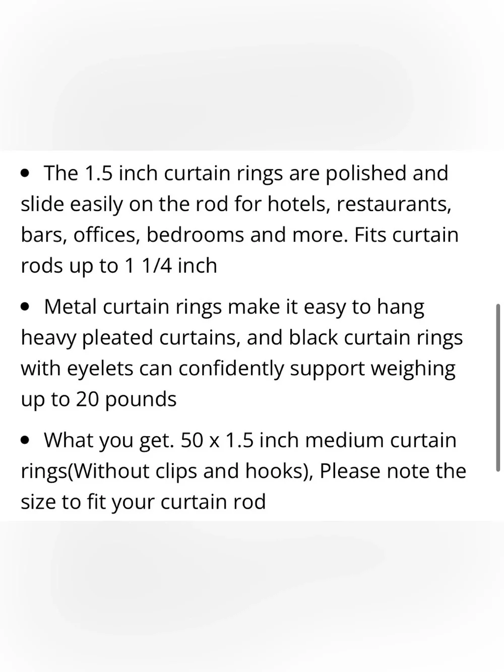Curtain Rings for 1.25” Drapery Rod 50pcs - SILVER